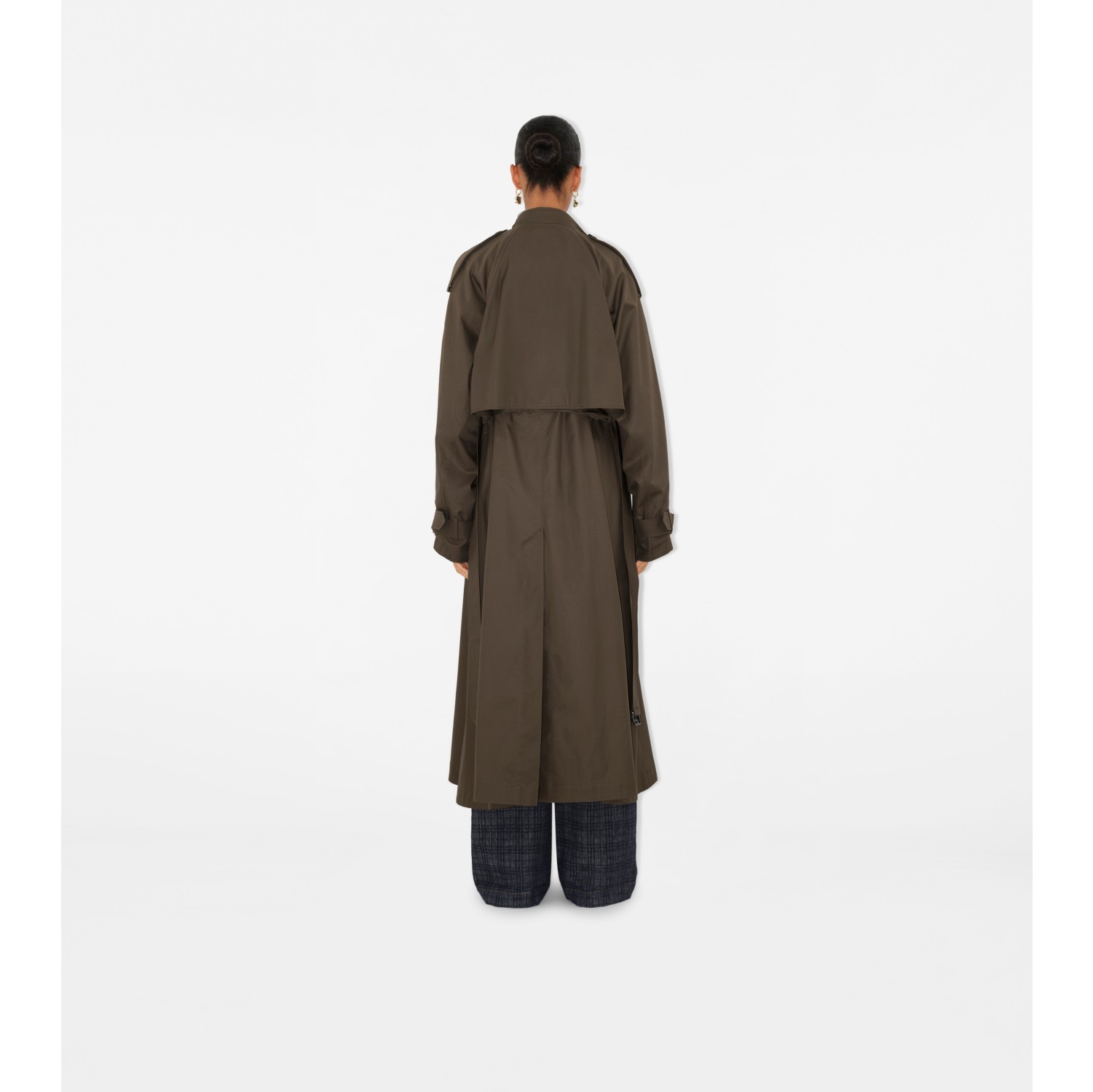 Trench coat largo en gabardina