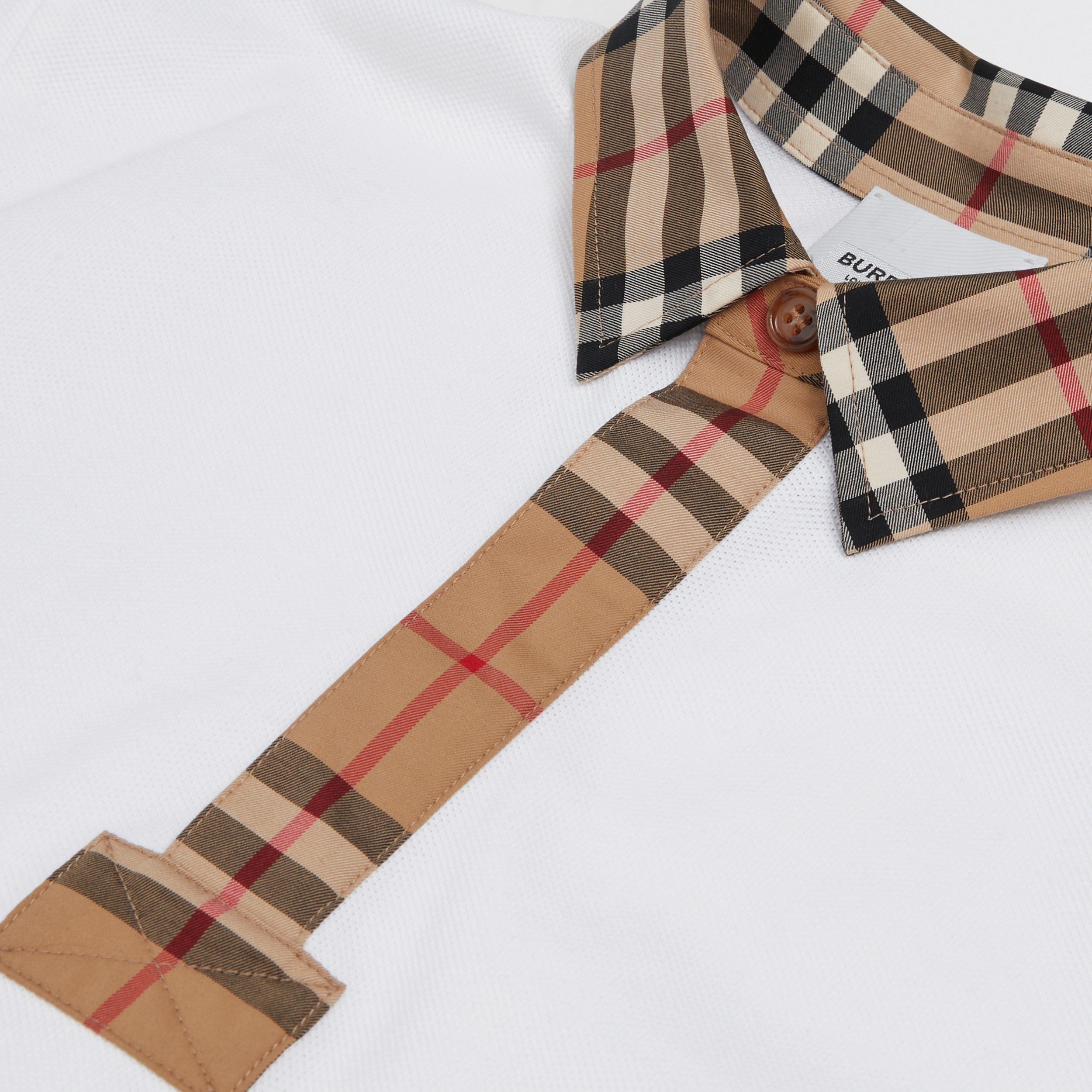 Poloshirt aus Baumwollpiqué mit Vintage Check-Besatz (Weiß) | Burberry® - 2