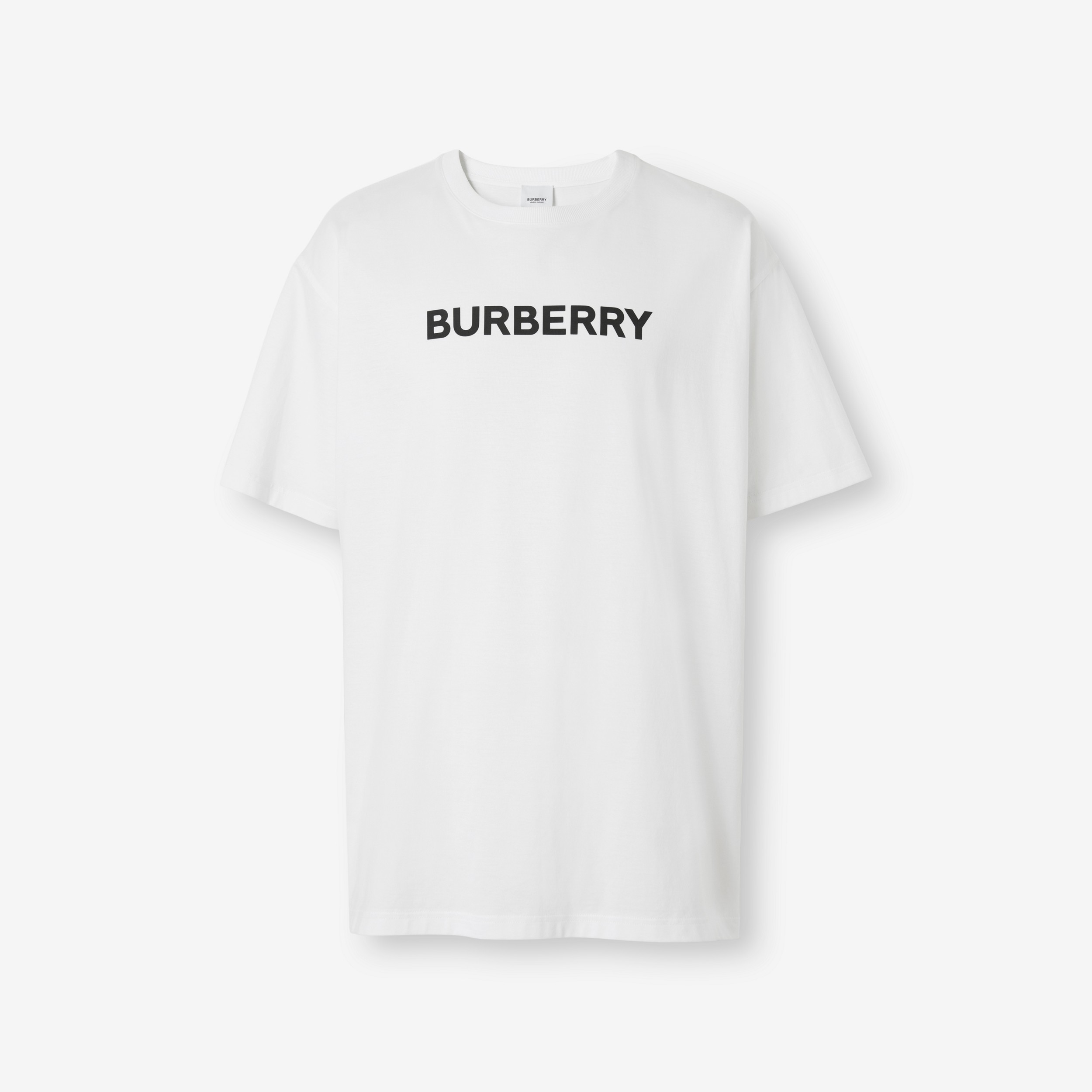 로고 프린트 코튼 오버사이즈 티셔츠 (화이트) - 남성 | Burberry® - 1