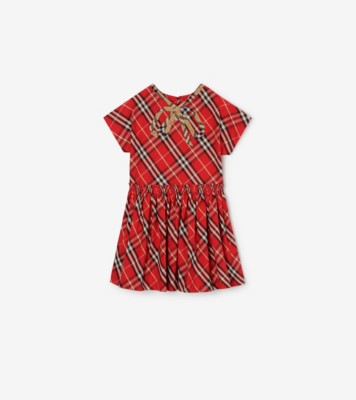 チェック コットンドレス (クレヨンレッド) | Burberry®公式サイト