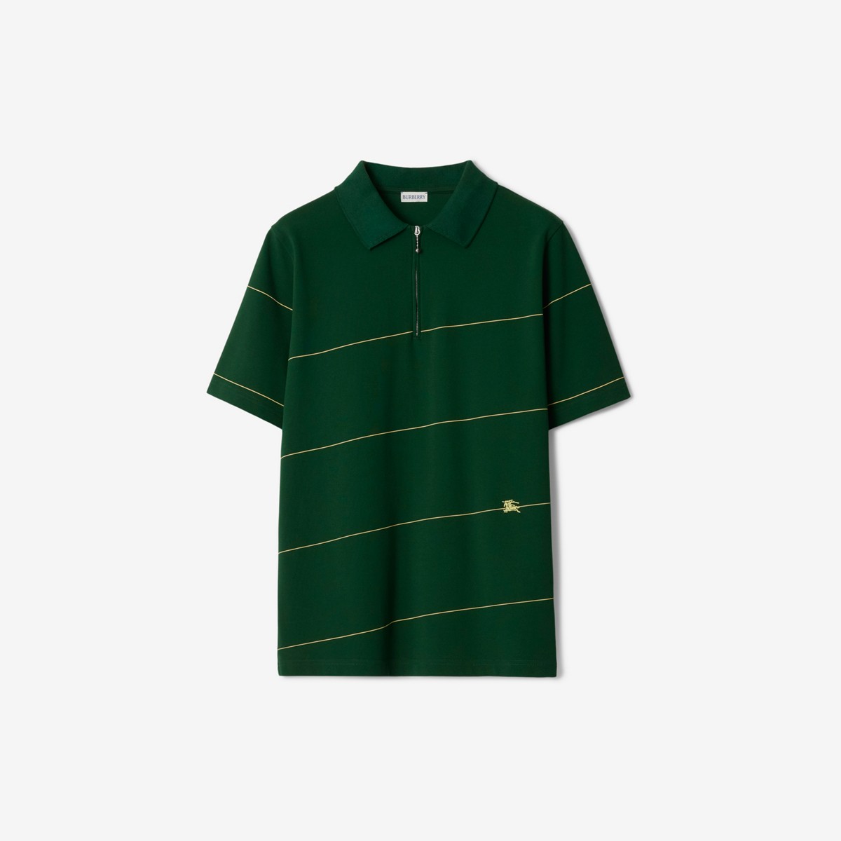 Burberry Striped Cotton Polo Shirt In Ivy