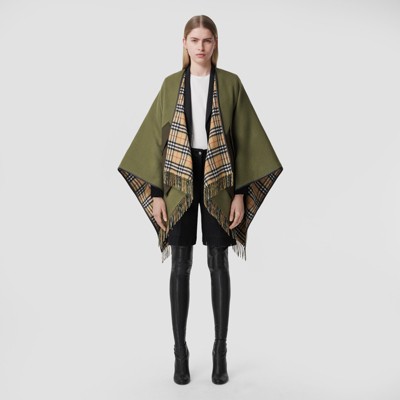 burberry check wool cashmere cape