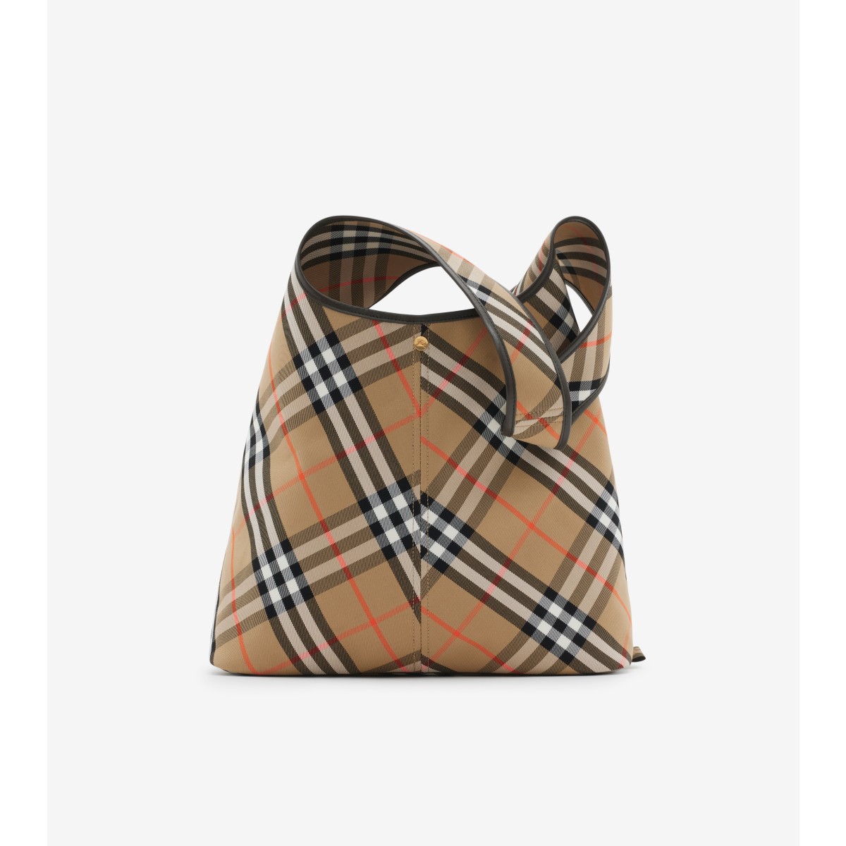 Shop Burberry Large Check Shoulder Bag In Sand