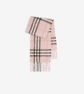 Check Alpaca Wool Blend Bouclé Scarf Bow ®