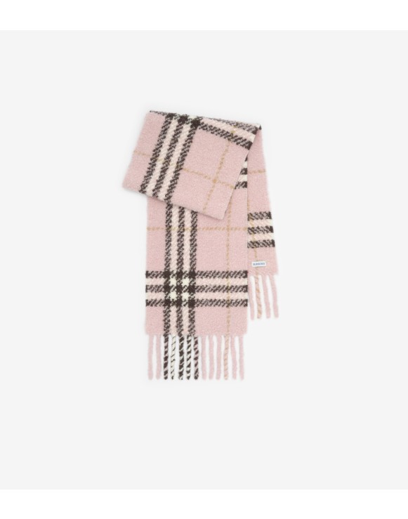 Check Alpaca Wool Blend Bouclé Scarf