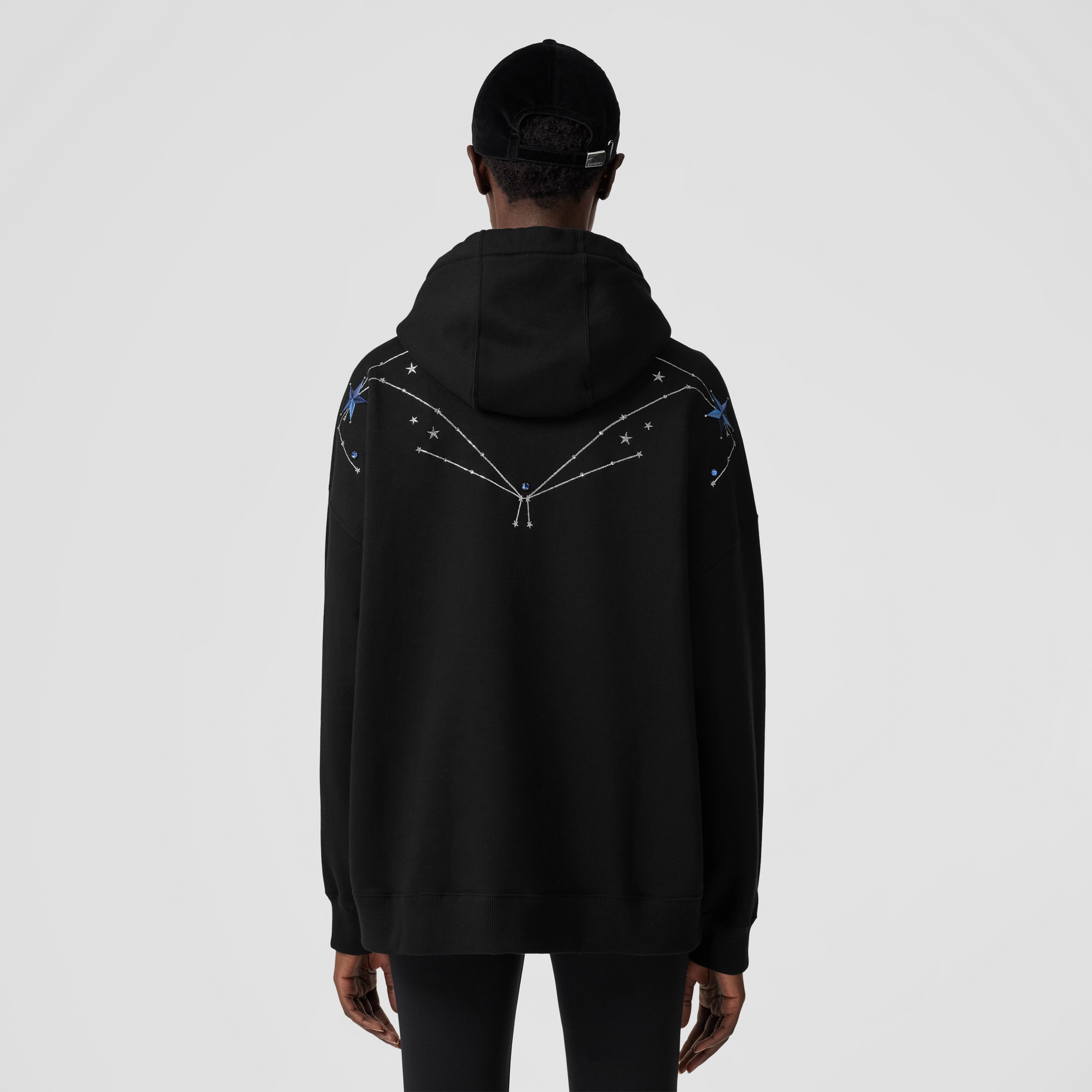 Constellation Detail Cotton Cashmere Oversized Hoodie – Exclusive Capsule Collection in Black - Women | Burberry® Official - 3