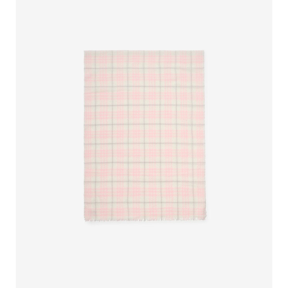  Check Wide Wool Silk Blend Scarf