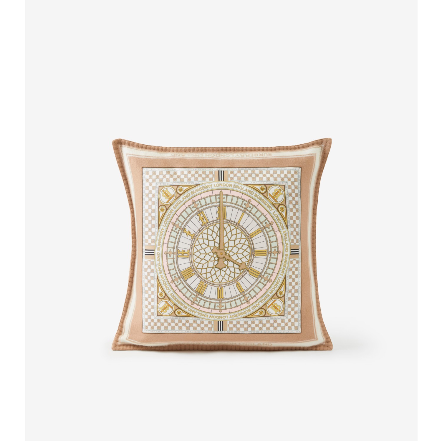 Clock Print Silk Square Scarf in Camel