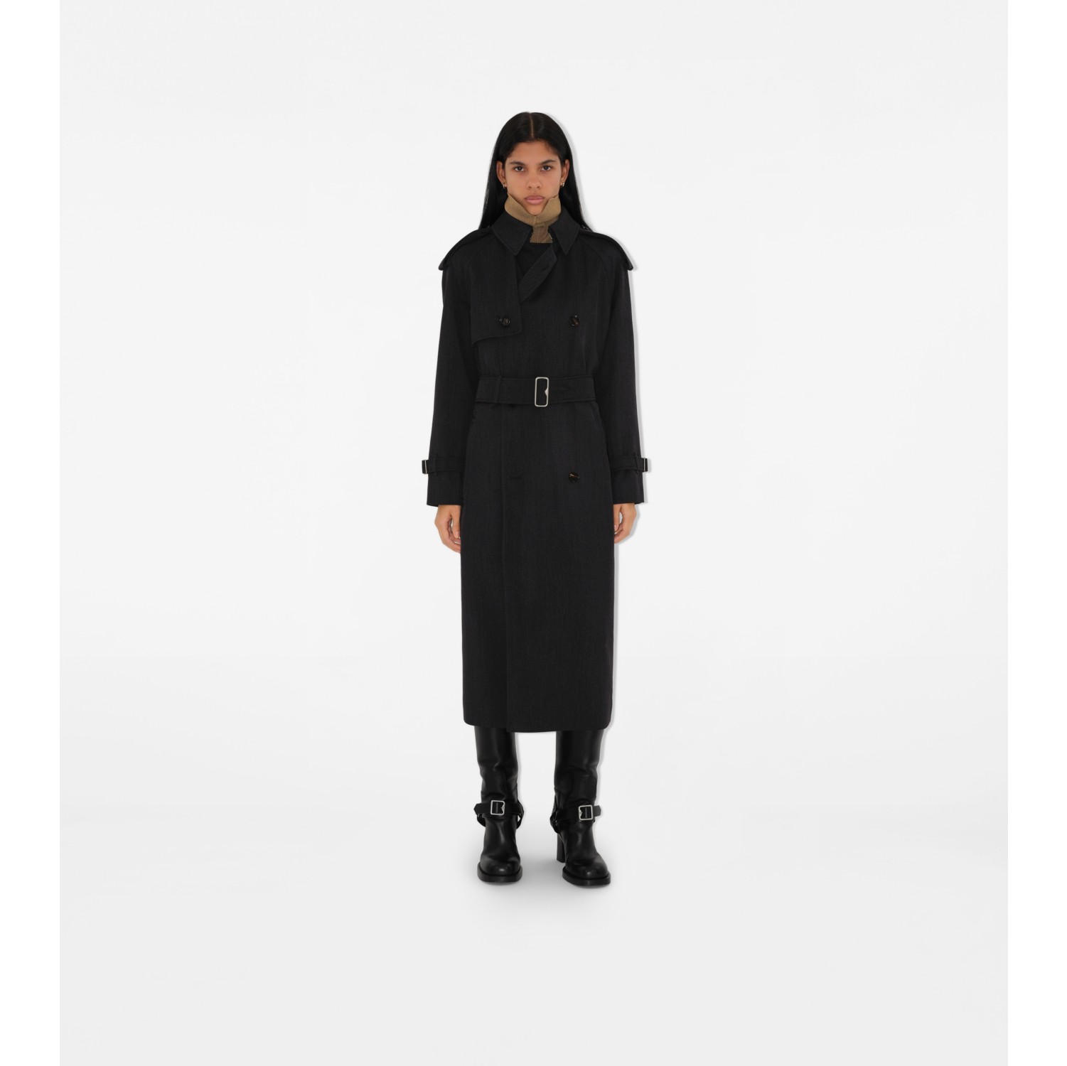 Langer Trenchcoat aus Wolle