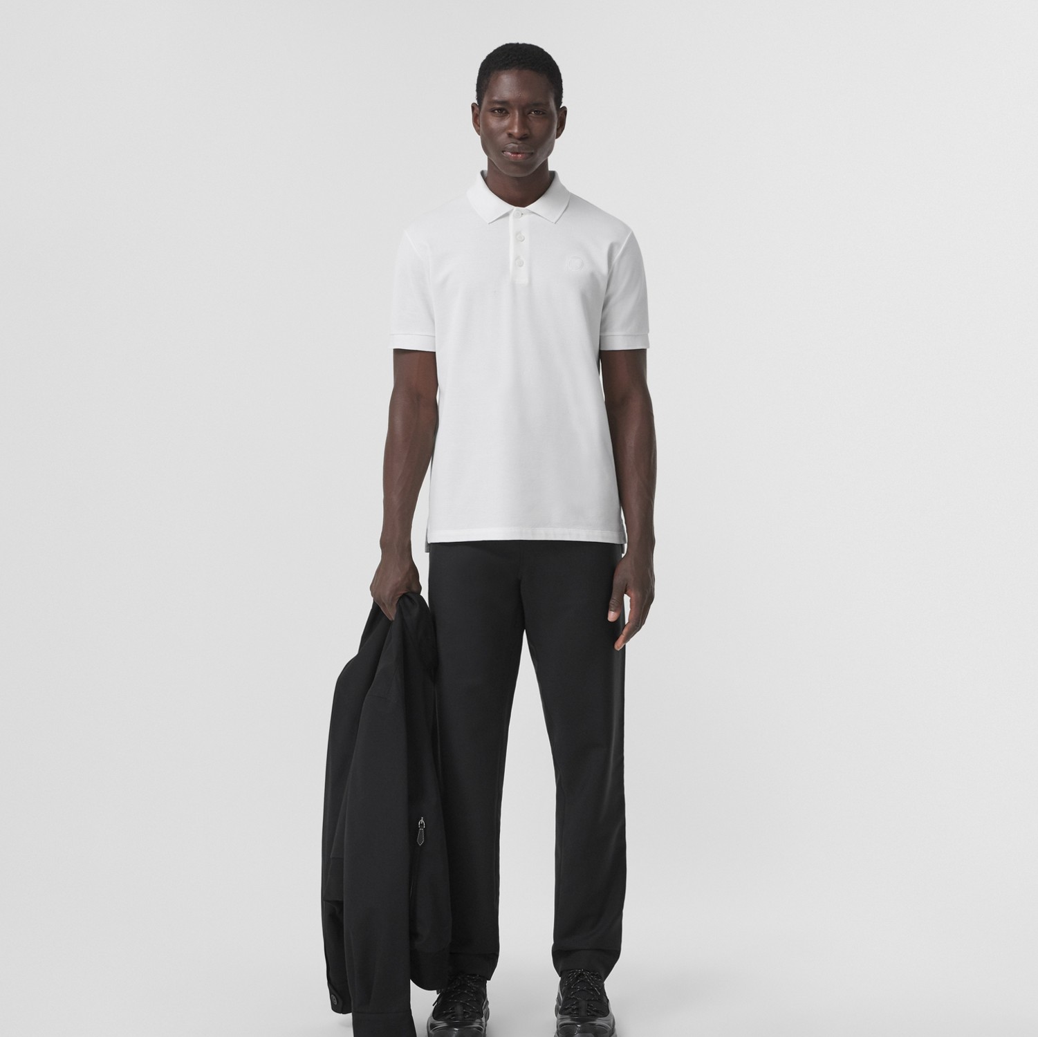 モノグラムモチーフ コットンピケ ポロシャツ (ホワイト) - メンズ | Burberry®公式サイト