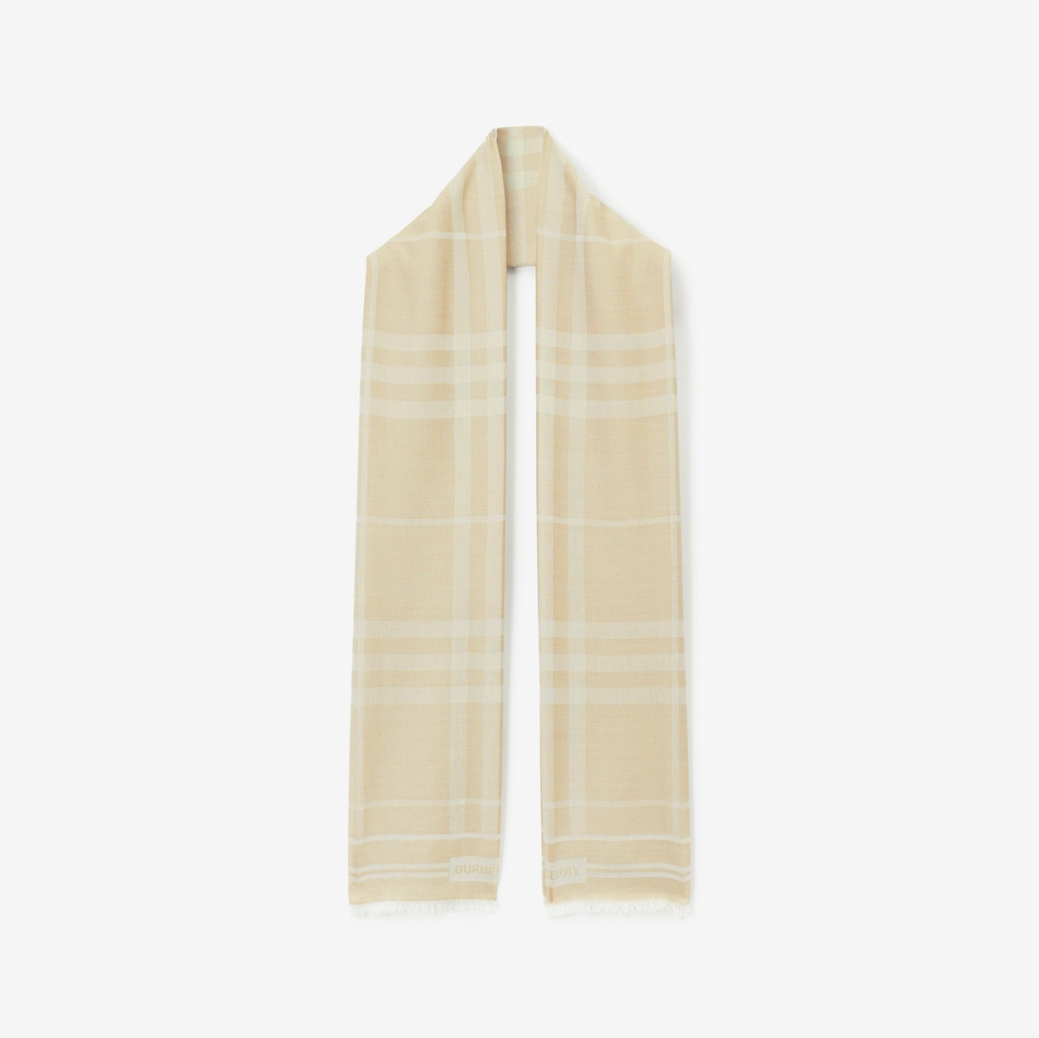 Lenço de seda, lã e algodão em Check (Bege Clássico) | Burberry® oficial