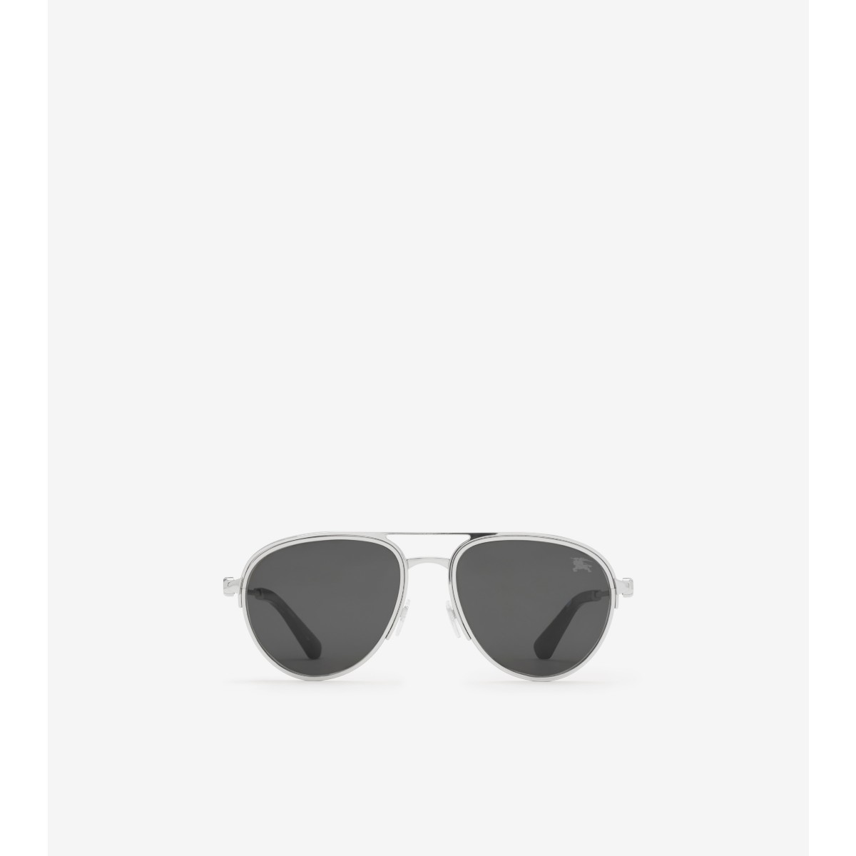 Shop Burberry Shield Aviator Sunglasses In Silver