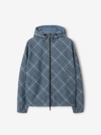 Reversible Check Hooded Jacket in colour Pewter