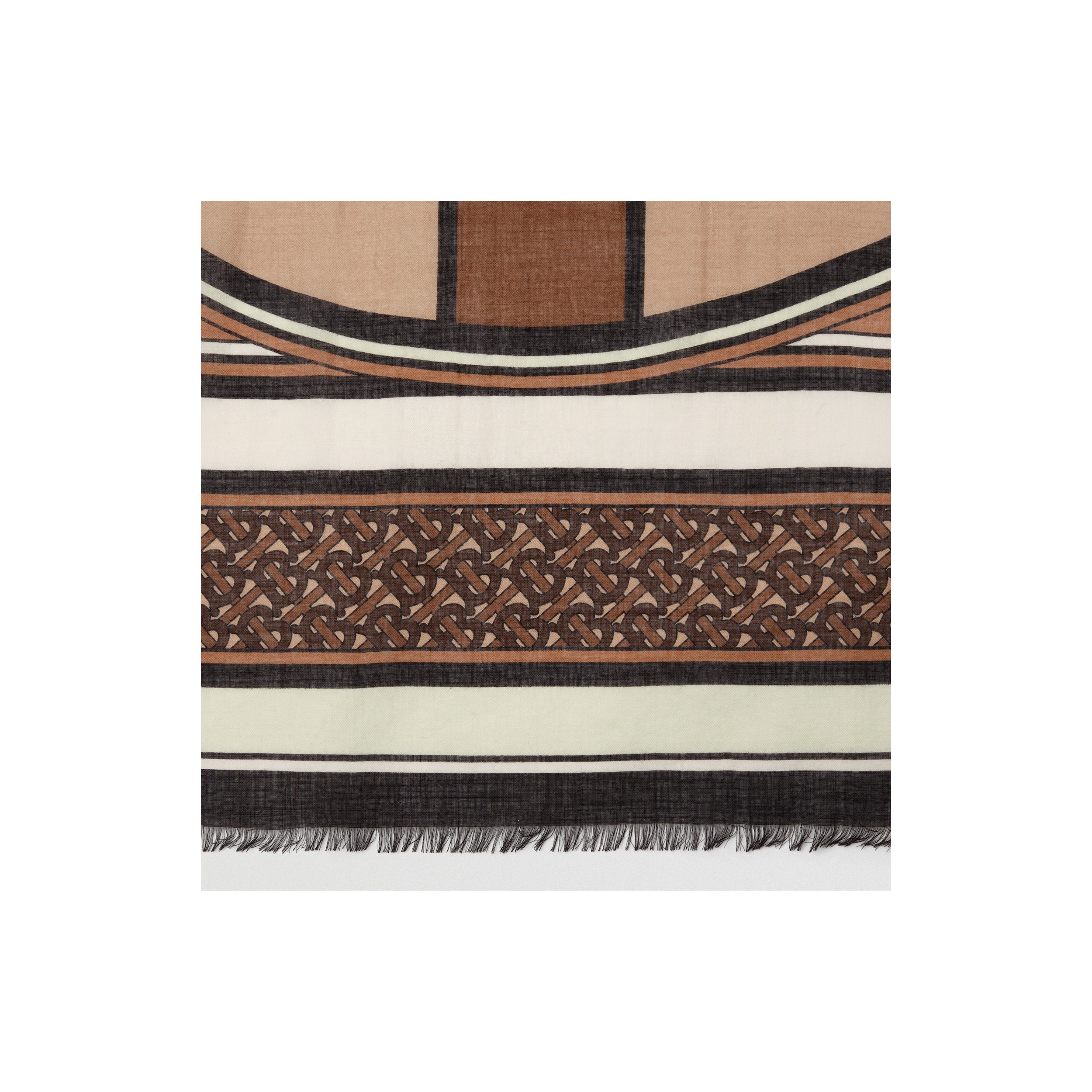 Lenço grande de lã e seda com estampa de montagem (Castanho Couro) | Burberry® oficial - 2
