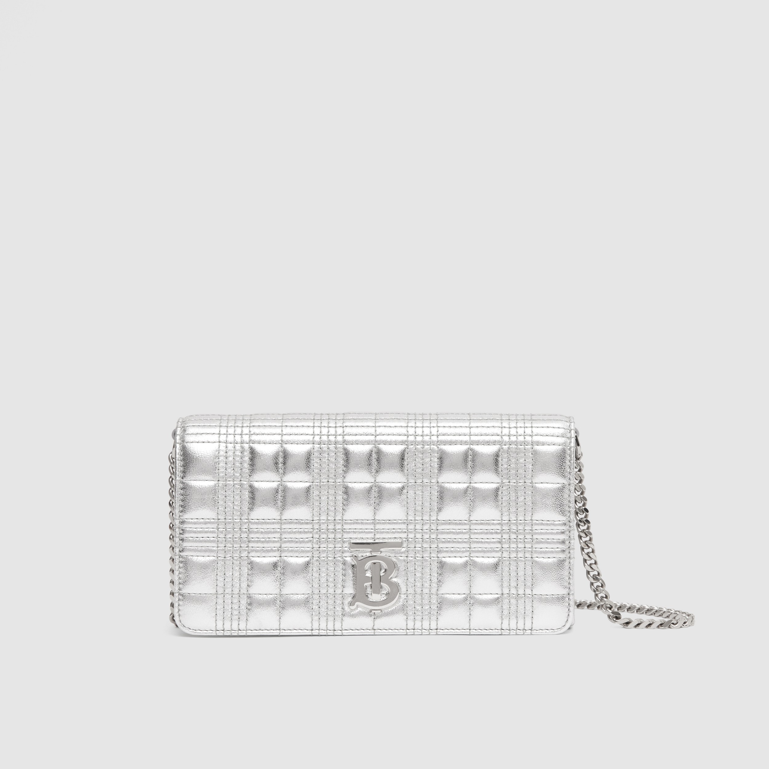 Brieftasche „Lola“ aus gestepptem Lammleder mit abnehmbarem Riemen (Silberfarben) - Damen | Burberry® - 1