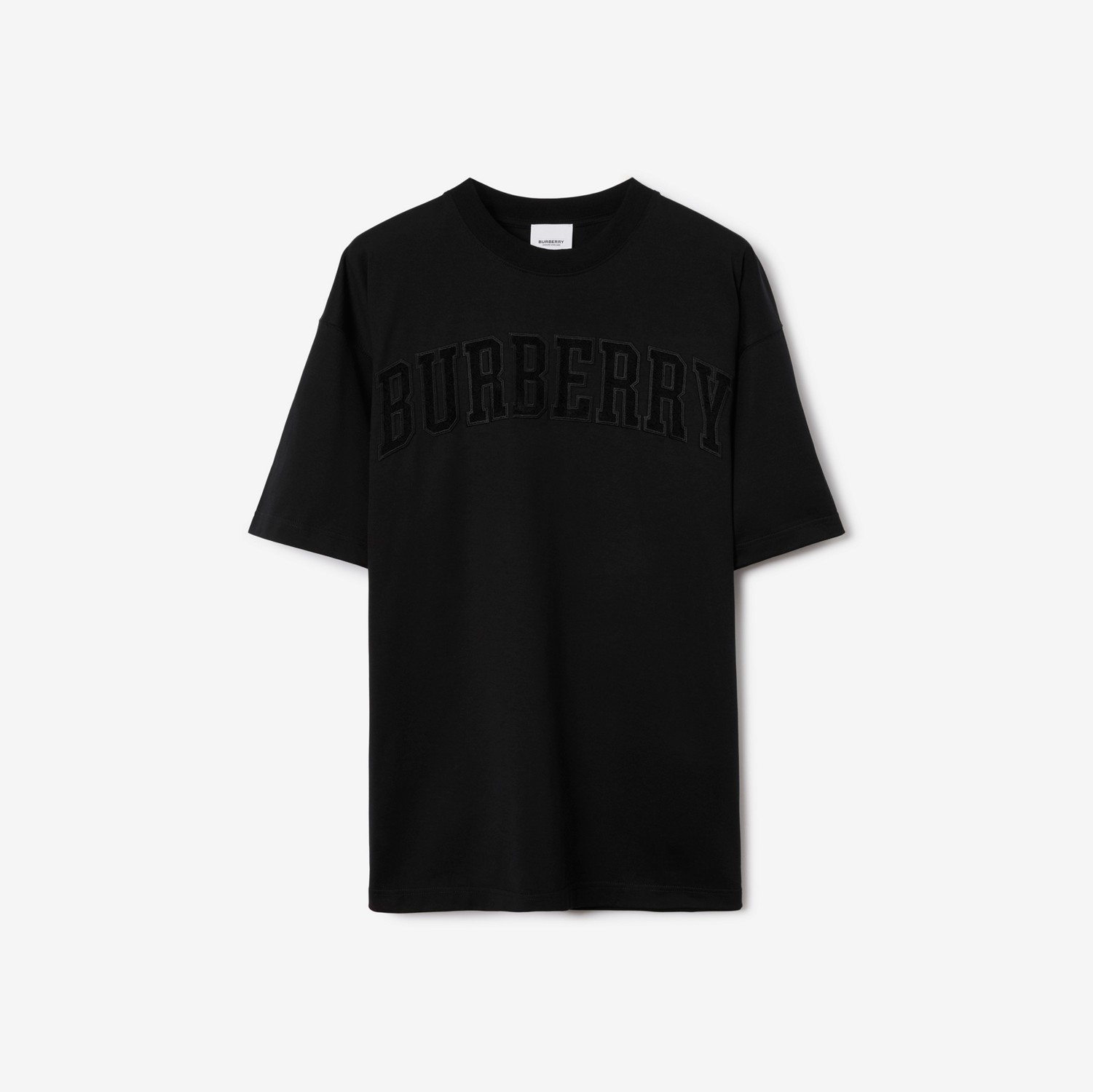 Lace Logo Cotton Oversized T-shirt in Black - Women | Burberry® Official
