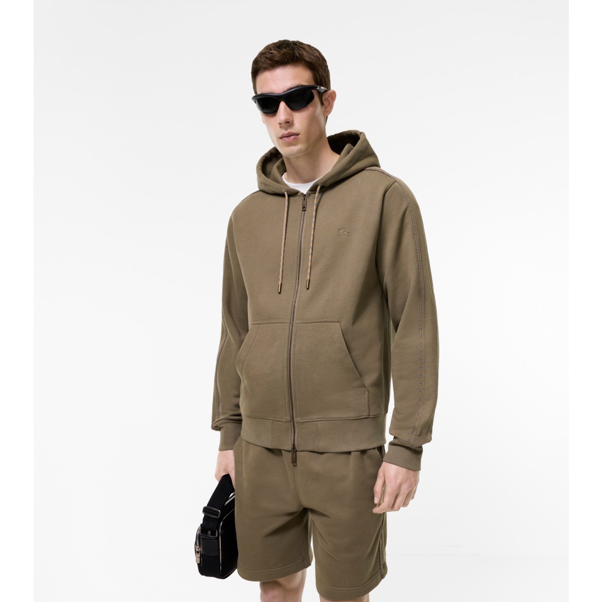  Check Piping Cotton Zip Hoodie