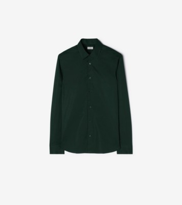 Slim Fit Cotton Shirt in Deep forest green - Men | Burberry® Official