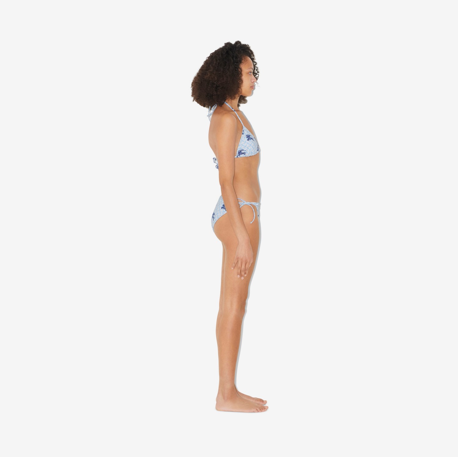 EKD Monogram Stretch Nylon Triangle Bikini in Navy - Women | Burberry® Official