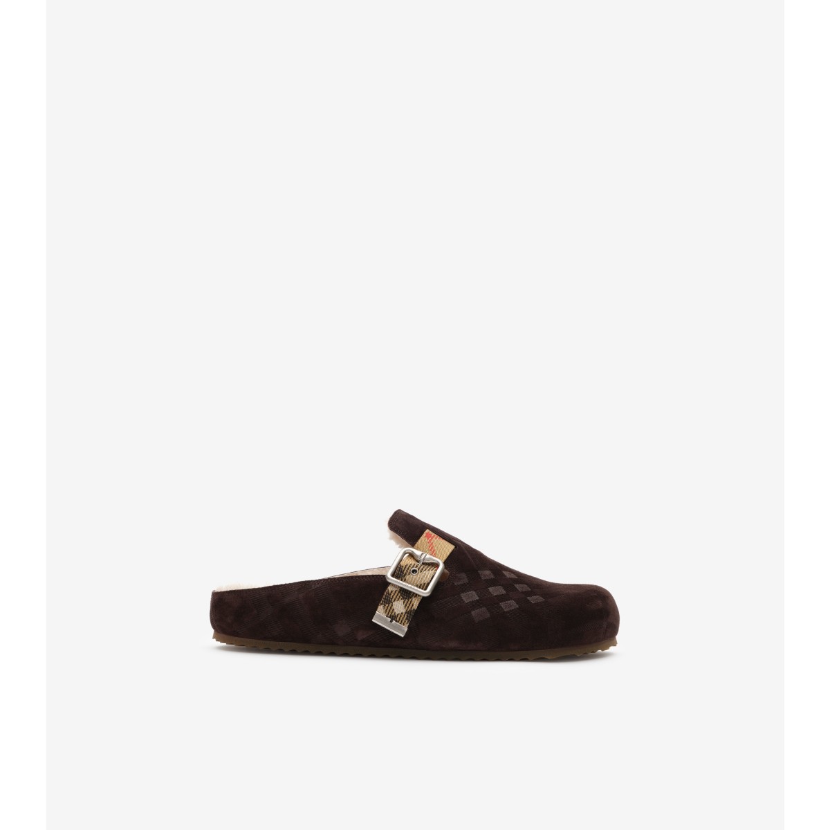  Check Shearling Urchin Clogs