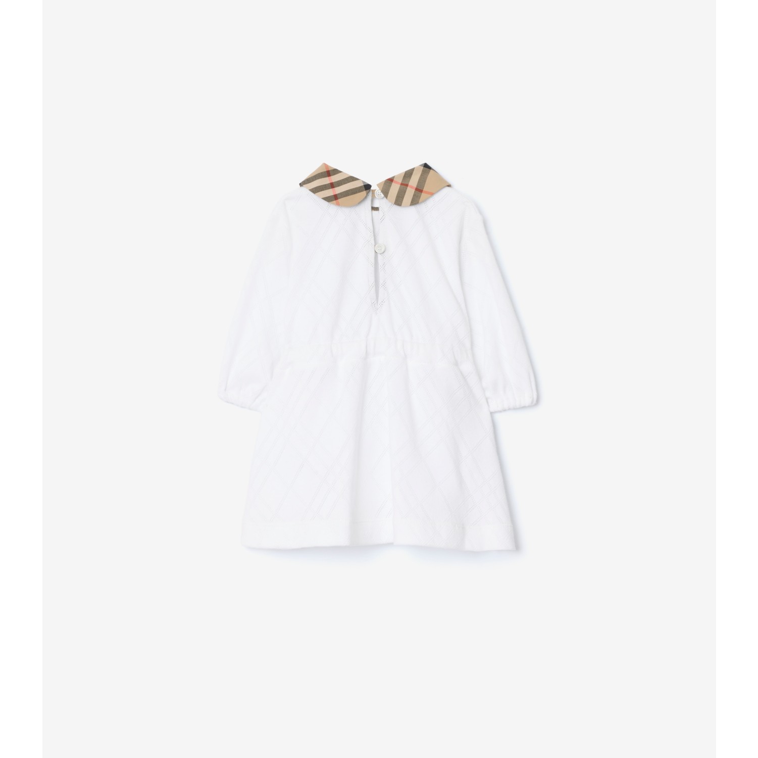 Check Cotton Dress with Bloomers in White