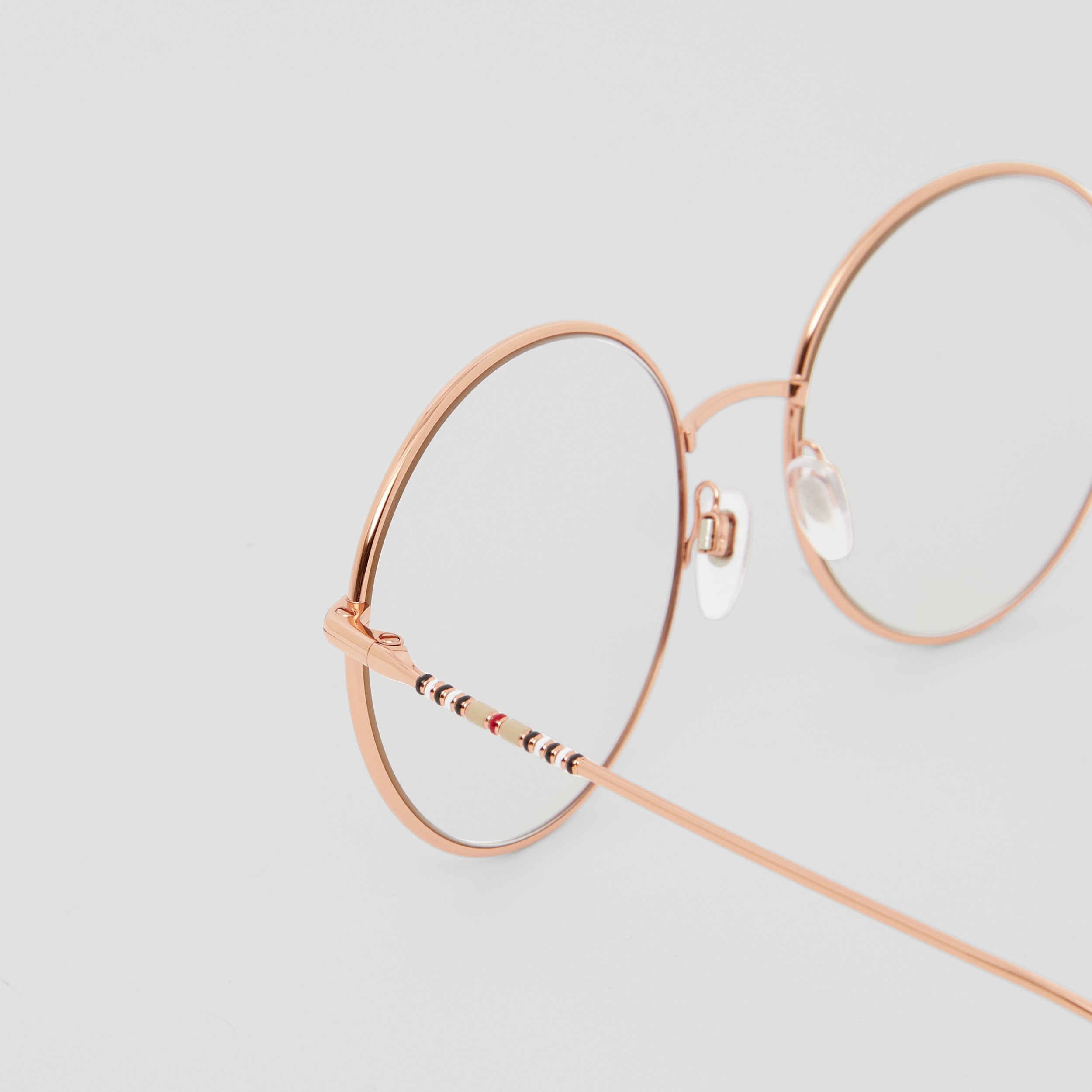Runde Sonnenbrille mit Streifendetail und Blaulichtgläsern (Roségold) - Damen | Burberry® - 2