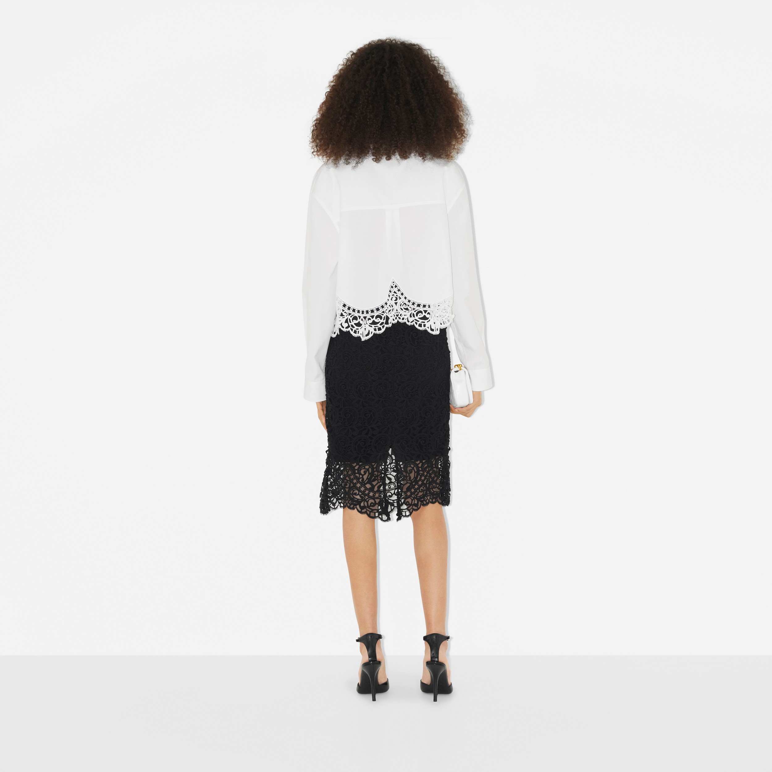 Custom Fit Macramé Lace Pencil Skirt in Black - Women | Burberry® Official - 4