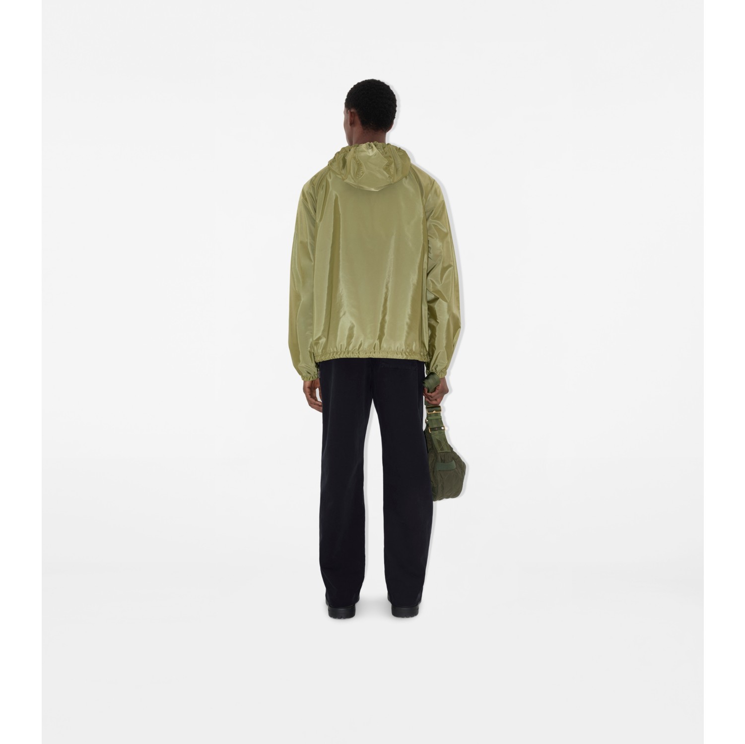 Check Trim Nylon Hooded Jacket