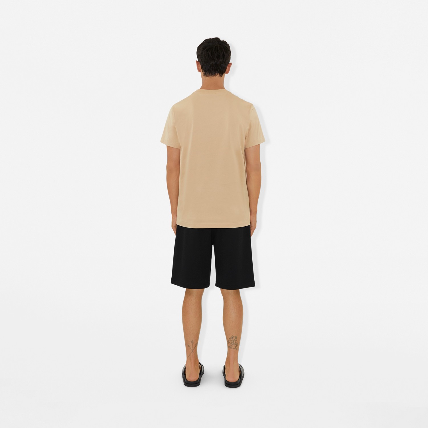 专属标识装饰棉质 T 恤衫 (柔黄褐色) - 男士 | Burberry® 博柏利官网