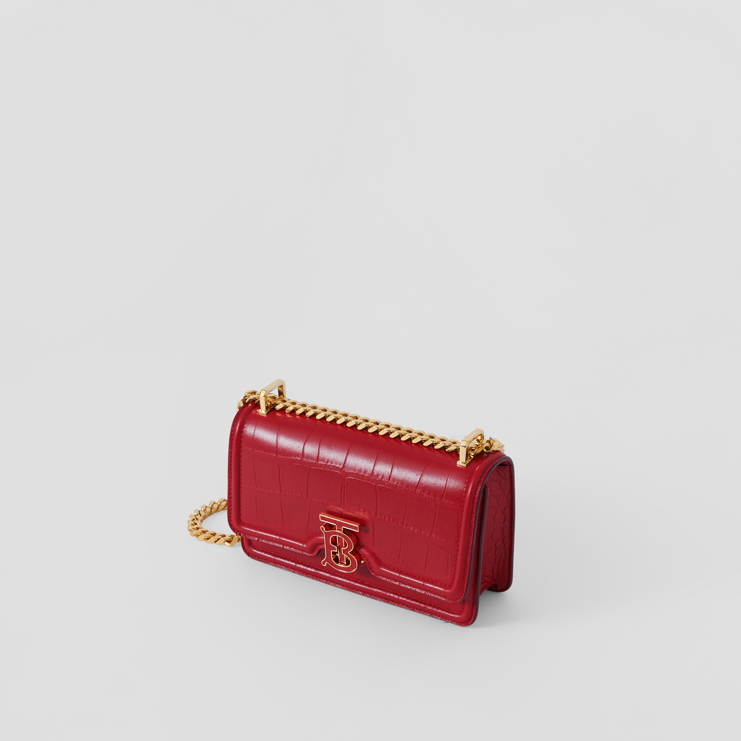 Embossed Leather Mini Chain TB Bag in Dark Carmine - Women | Burberry® Official - 4