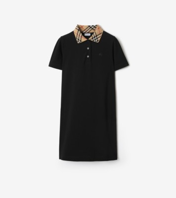 美品　バーバリー　ヴィンテージチェックトリムコットンピケポロシャツドレス 6y 美品バーバリーヴィンテージチェックトリムコットンピケポロシャツ