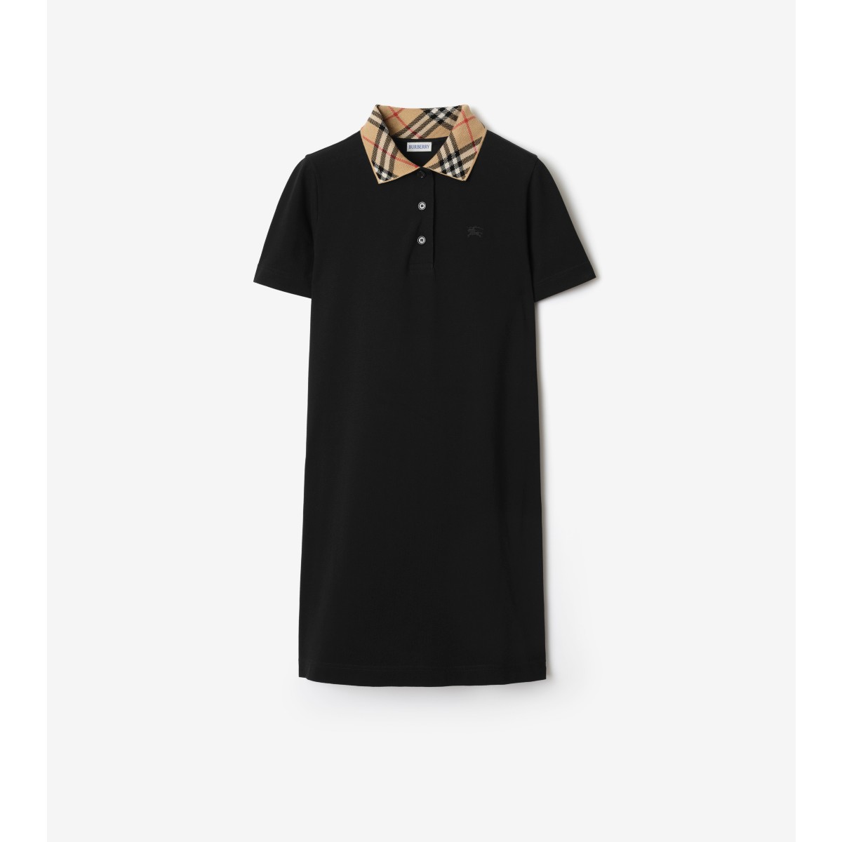  Check Collar Cotton Polo Shirt Dress