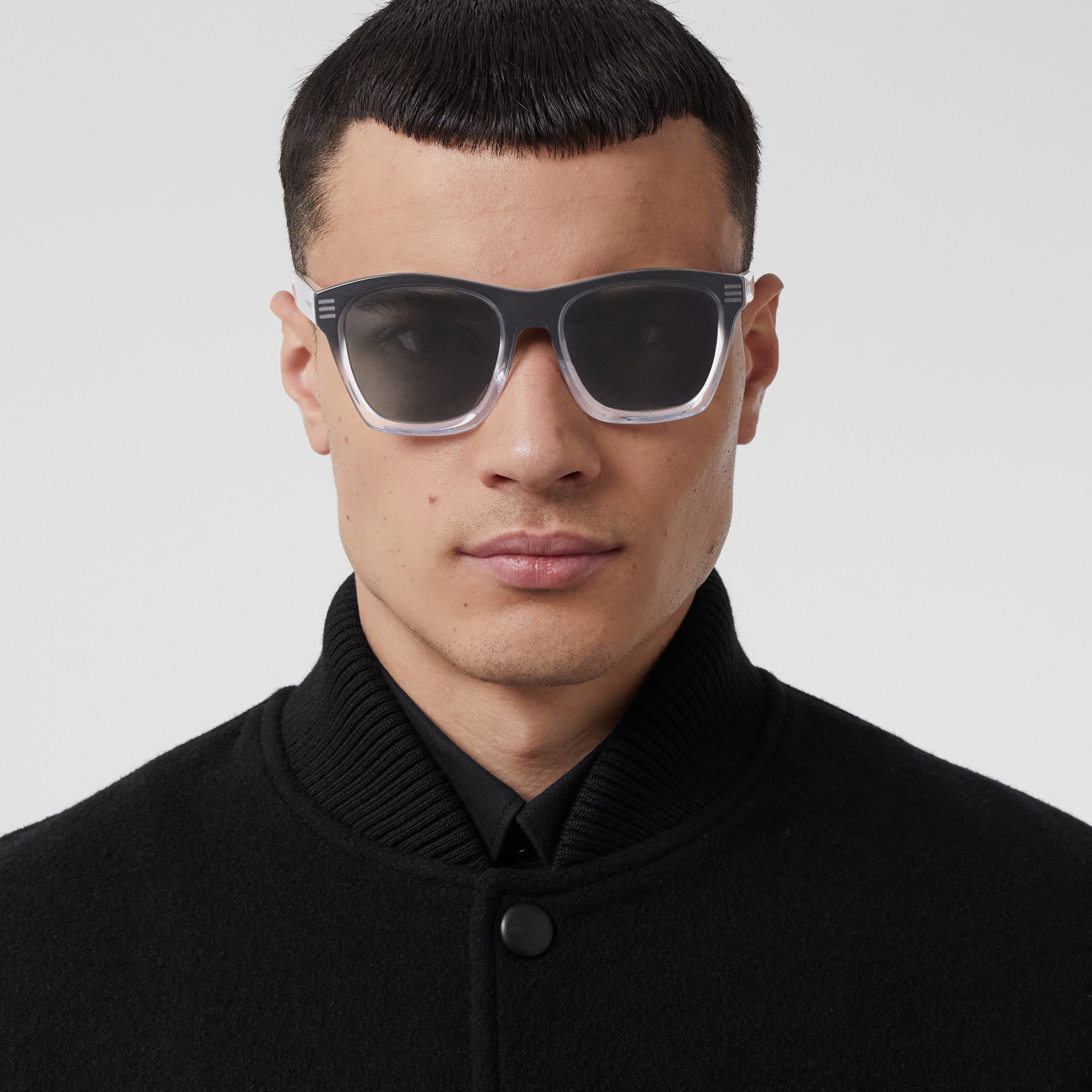 Logo Detail Square Frame Sunglasses in Black/transparent - Men | Burberry® Official - 3