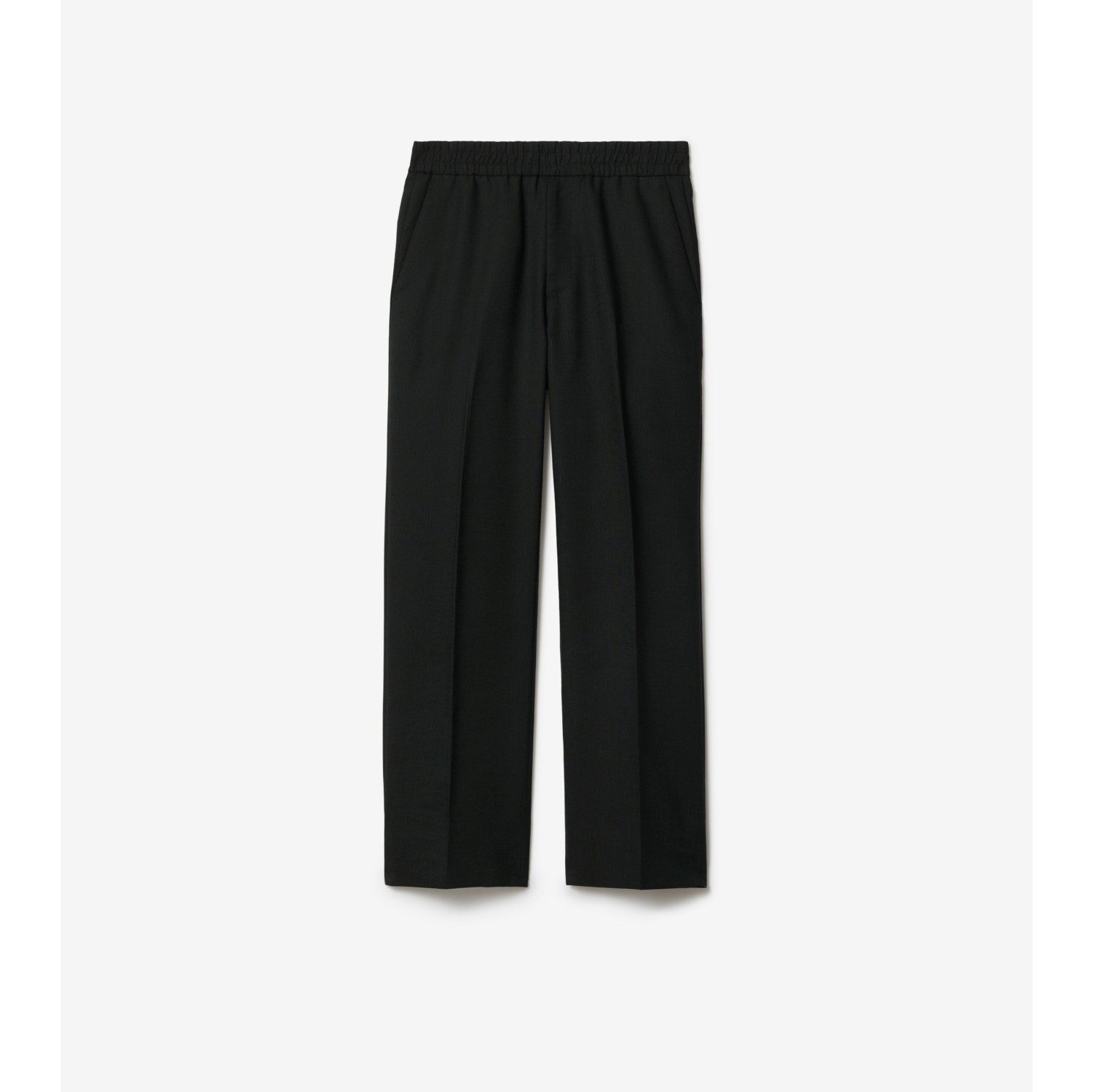 Black Woven Tailored Wide Leg Pants