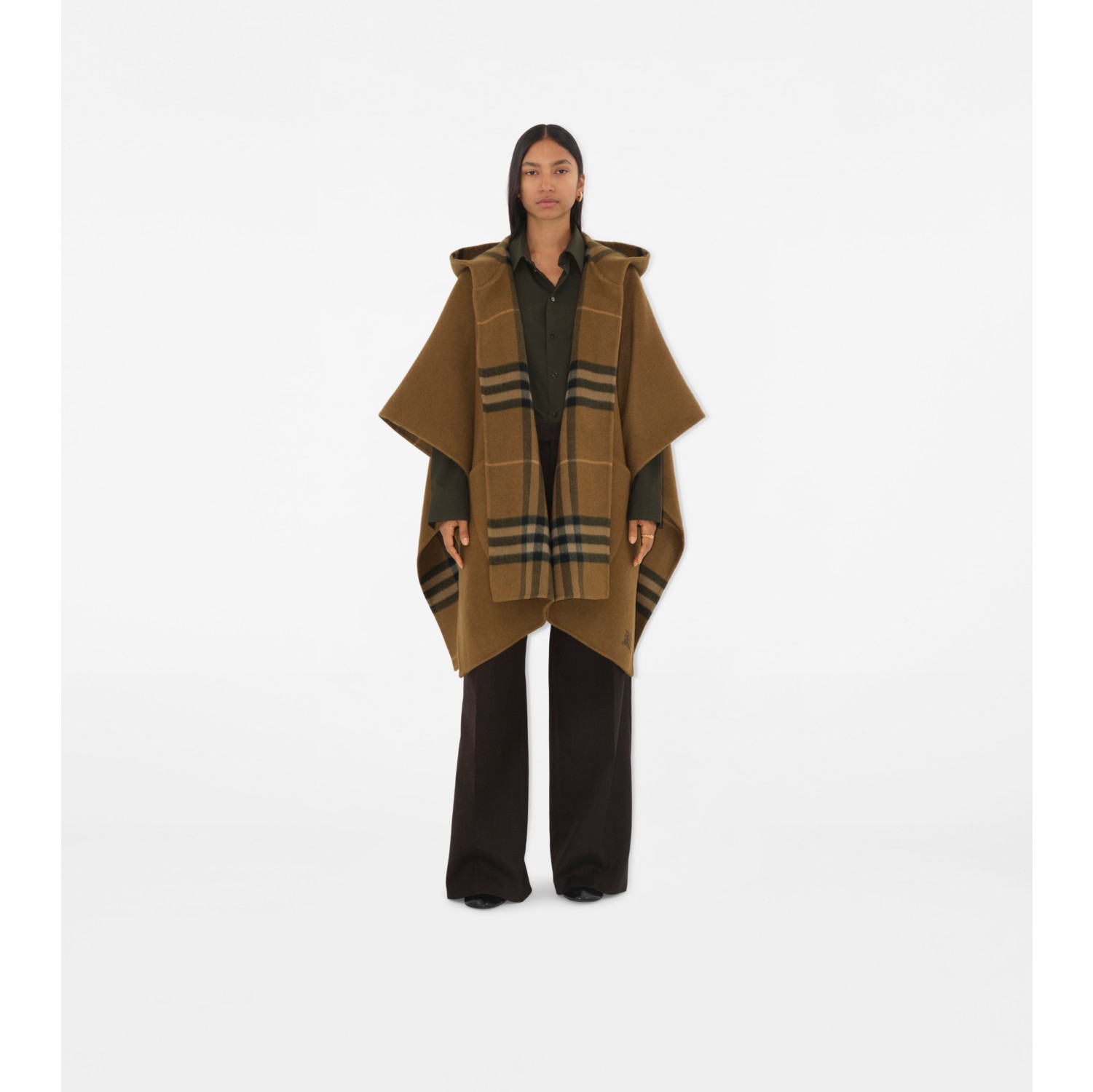 Reversible Check Cashmere Cape