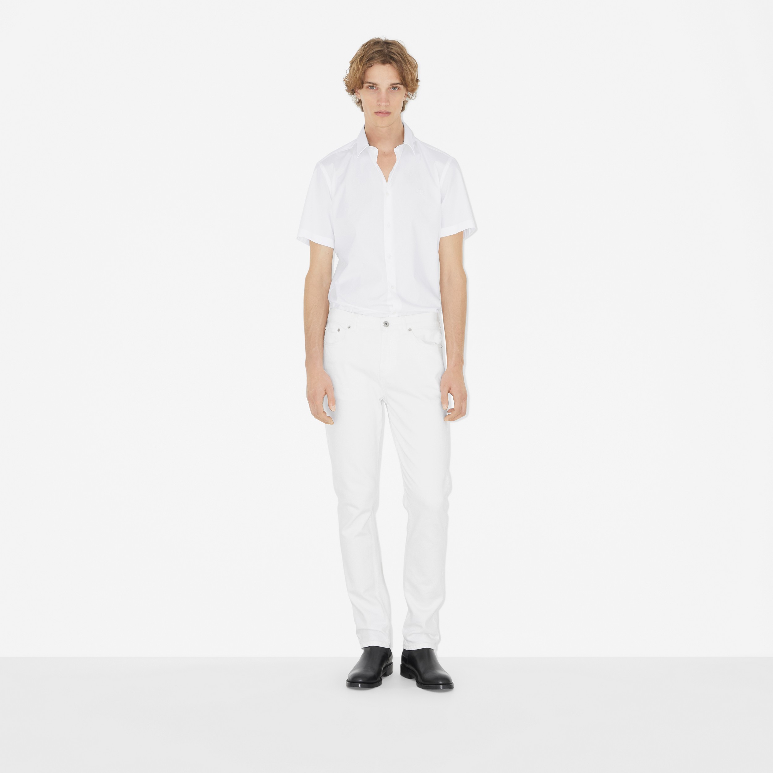 EKD Motif Stretch Cotton Shirt in White - Men | Burberry® Official - 2