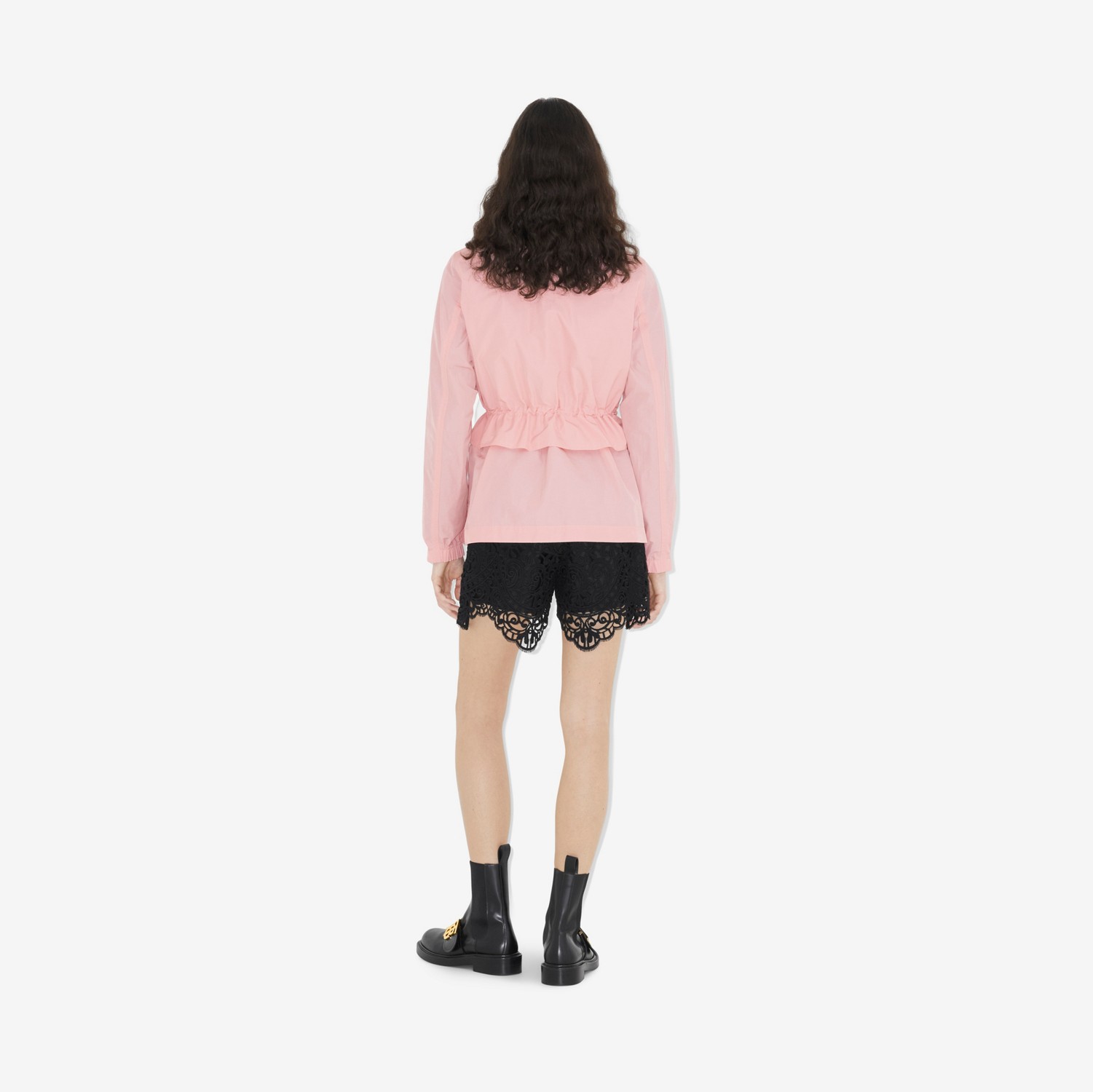 Cotton Blend Funnel Neck Jacket in Sorbet Pink - Women | Burberry® Official