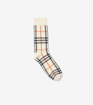Check Cotton Nylon Blend Socks in Pebble white | Burberry® Official