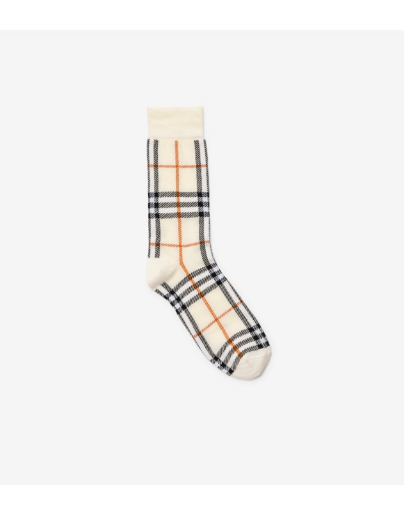 Check Cotton Nylon Blend Socks
