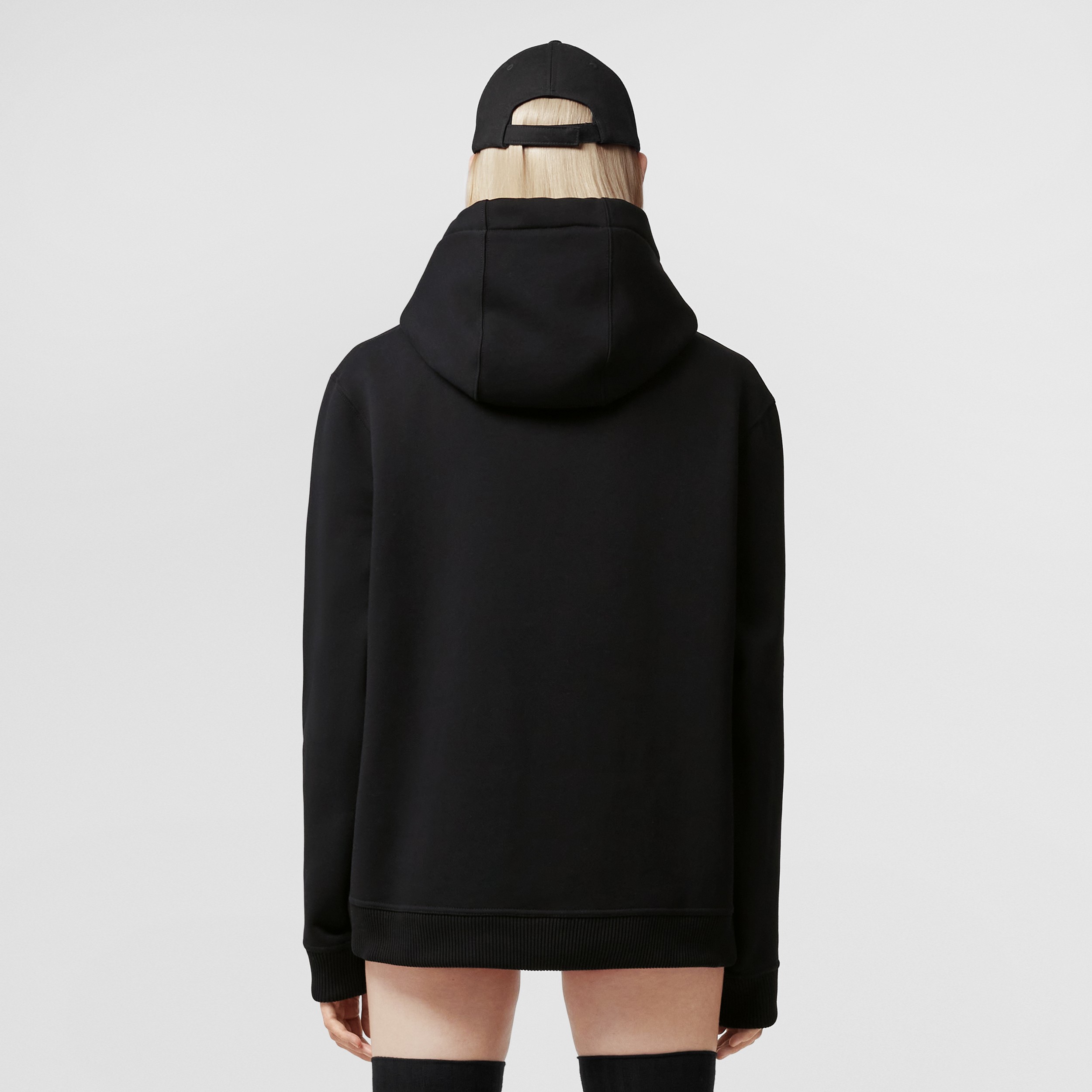 Monogram Motif Cotton Blend Oversized Hoodie in Black - Women | Burberry® Official - 3