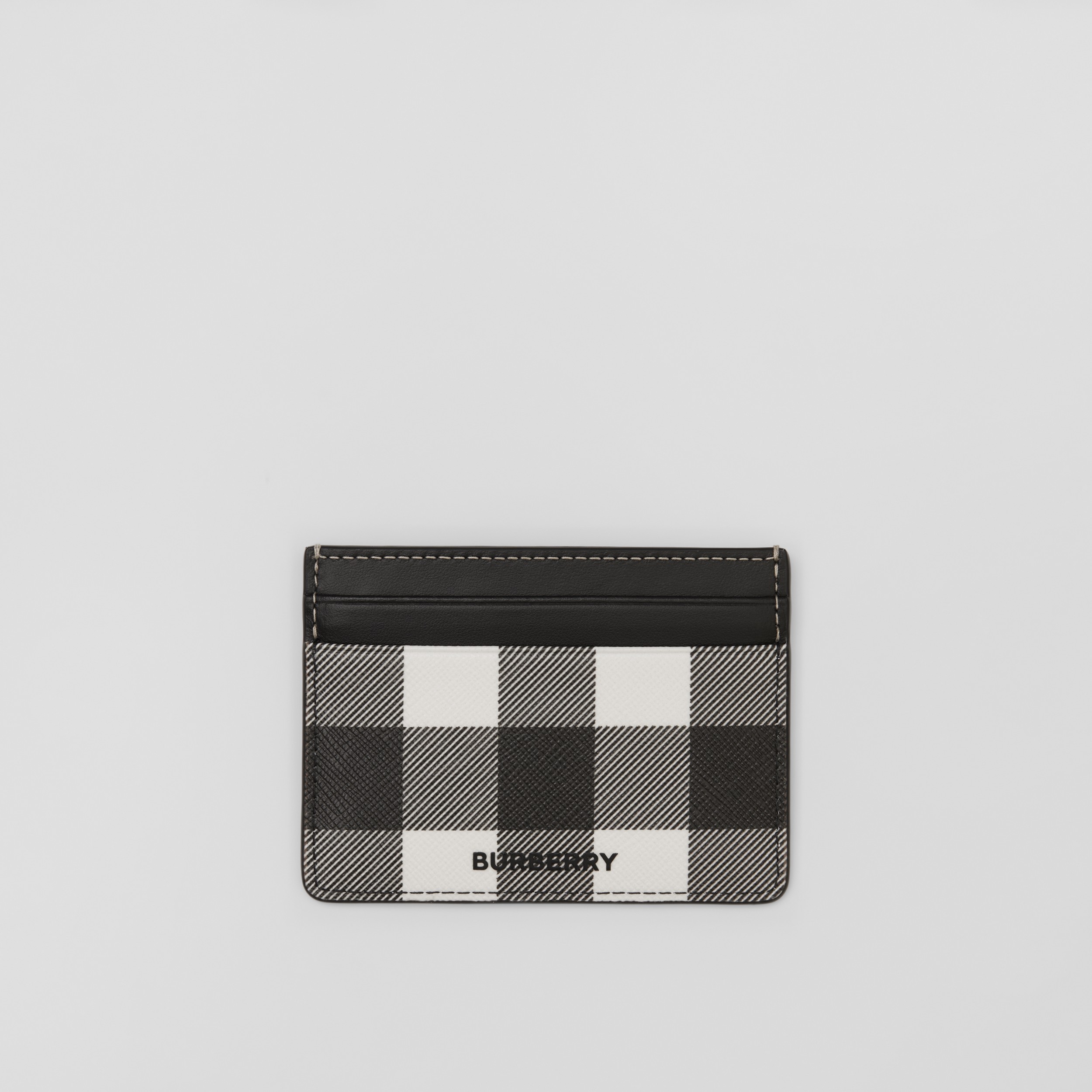 Exaggerated Check and Leather Card Case in Dark Birch Brown - Men | Burberry® Official - 1