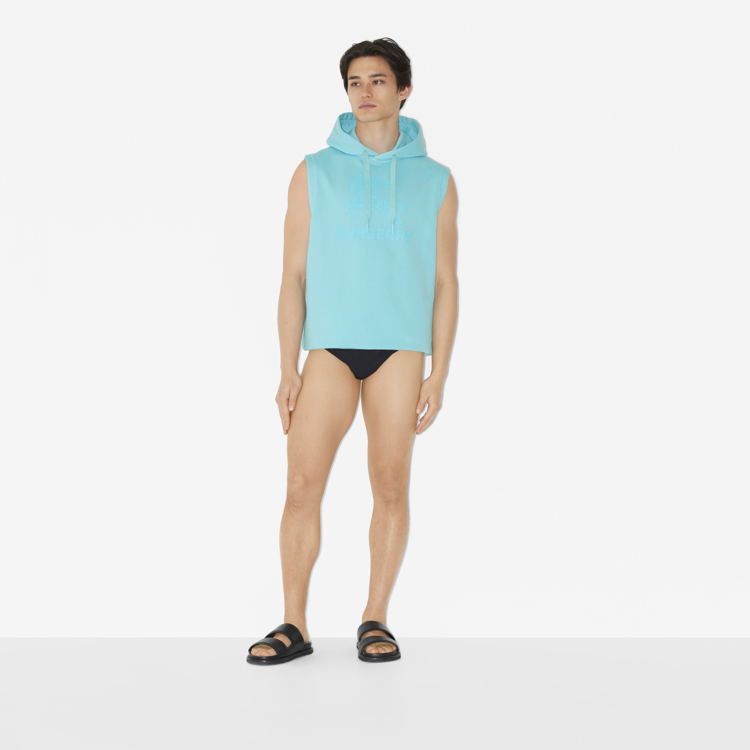 EKD Cotton Sleeveless Hoodie in Bright Topaz Blue - Men | Burberry® Official - 2