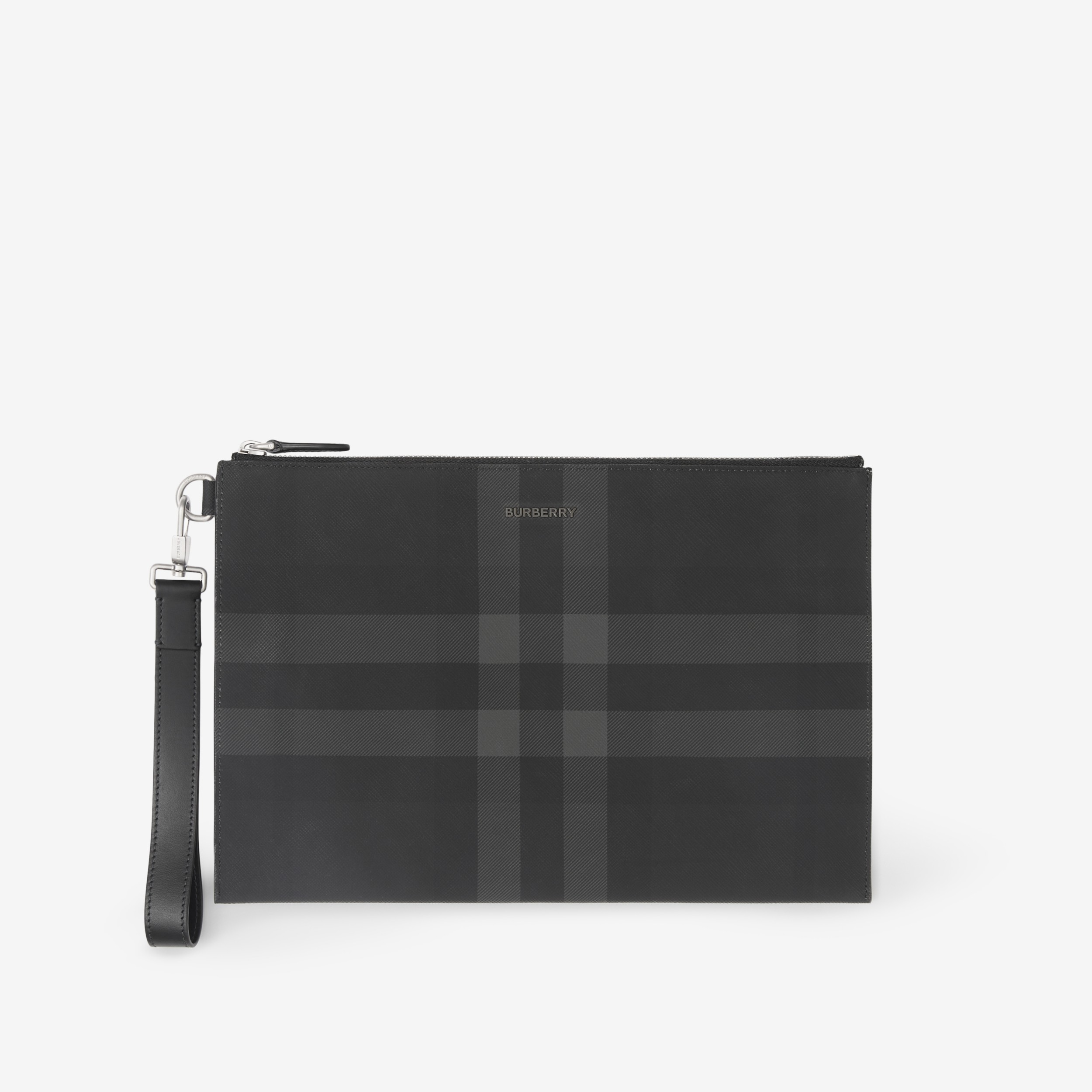 Charcoal Check Large Zip Pouch - Men | Burberry® Official