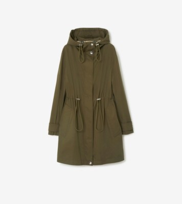 Lightweight Gabardine Parka in Dark military khaki - Women, Cotton |  Burberry® Official