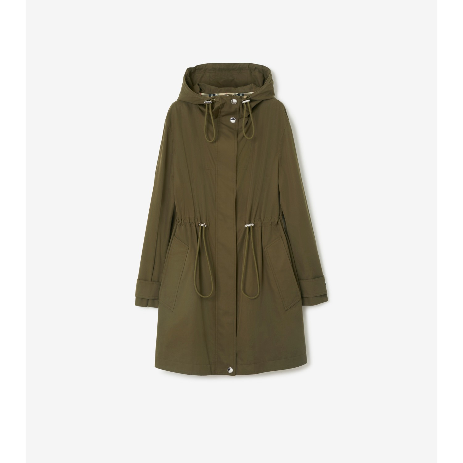 Parka en gabardine l g re Kaki militaire fonc Femme Coton Site officiel Burberry