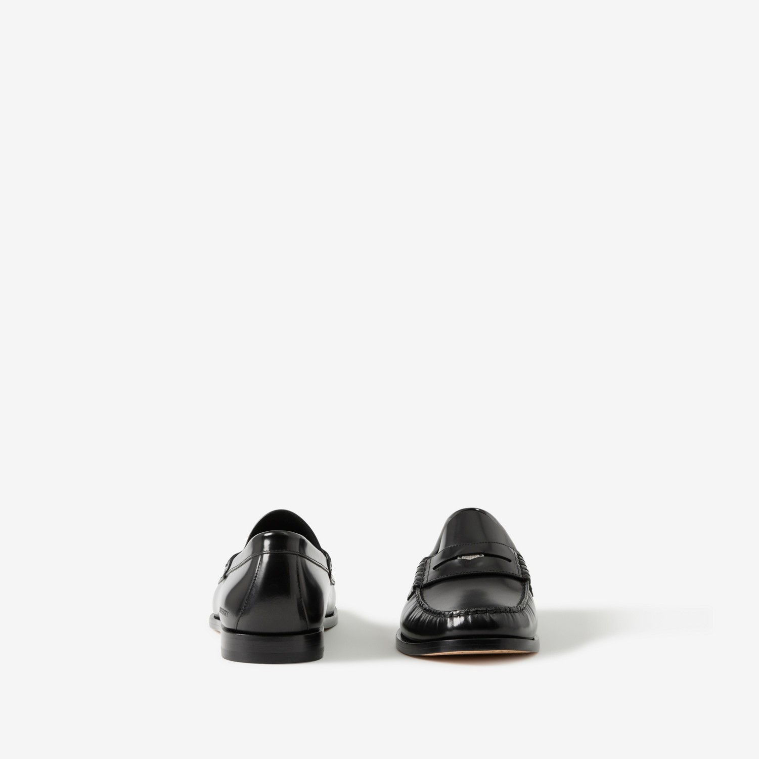 Coin Detail Leather Penny Loafers in Black - Men | Burberry® Official