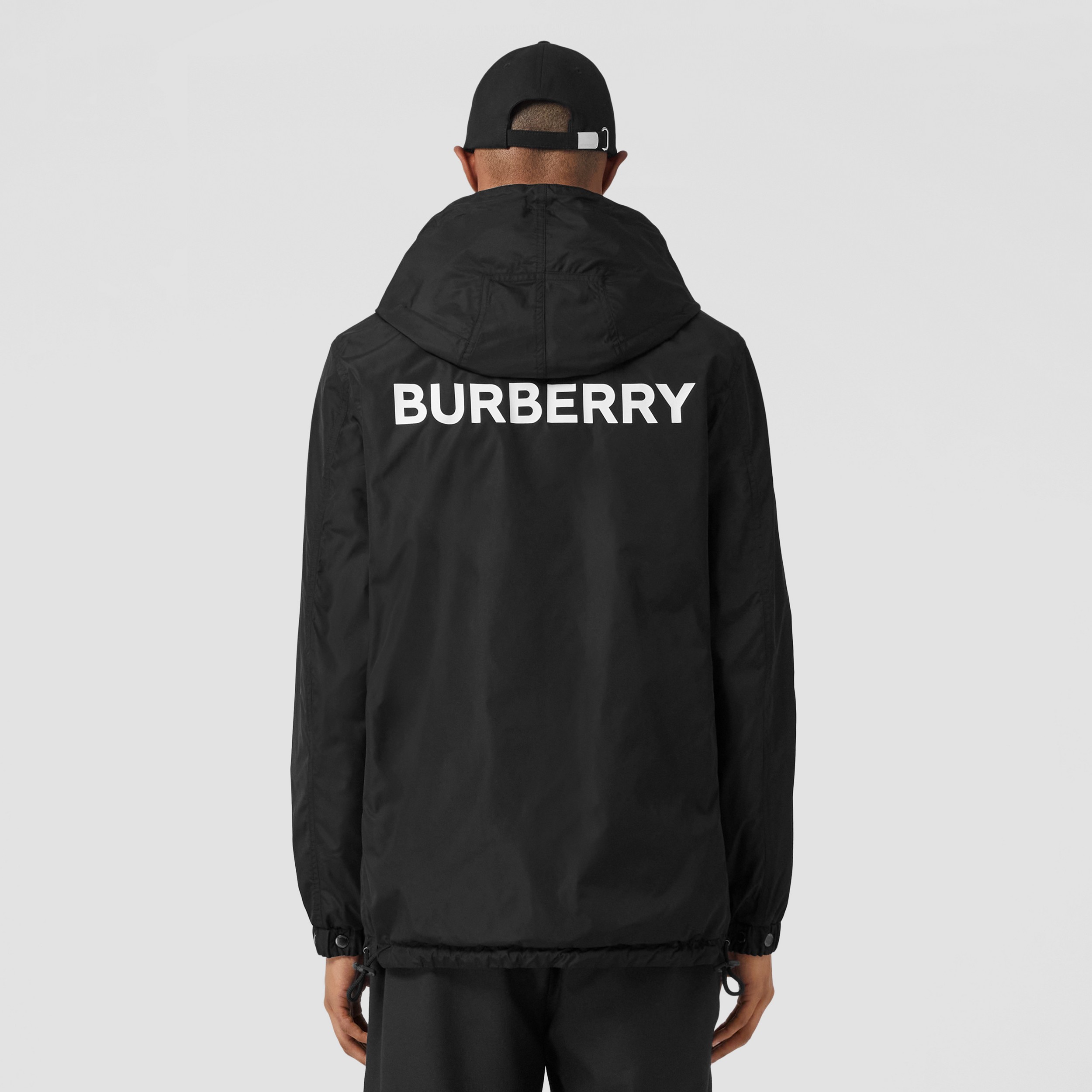 Reversible Logo Print Nylon Hooded Jacket in Black - Men | Burberry® Official - 2
