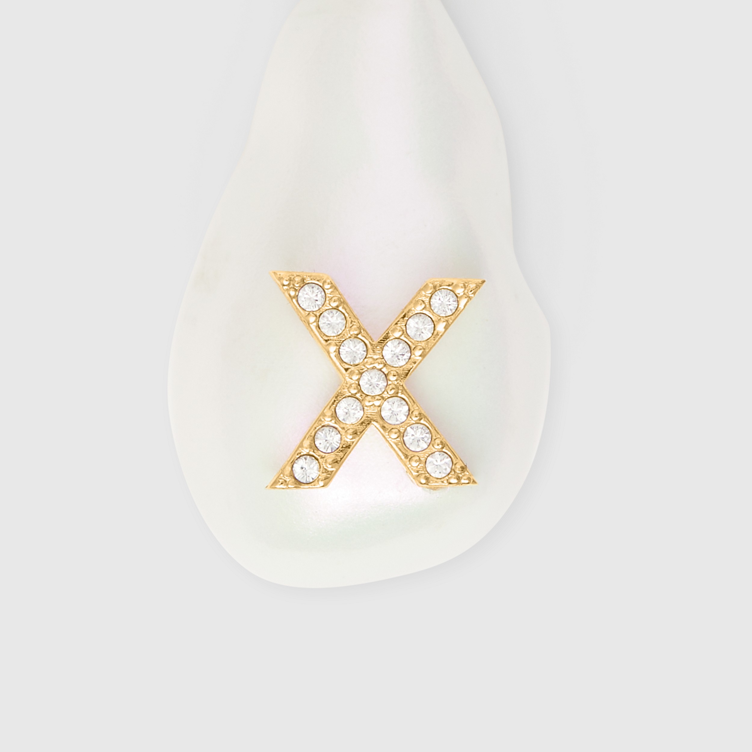 ‘X’ Crystal and Resin Pearl Letter Charm – Online Exclusive in Light Gold/mother-of-pearl - Women | Burberry® Official - 2