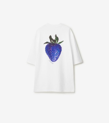 T-shirt en coton à motif fraise (Blanc) - Homme | Site officiel Burberry®