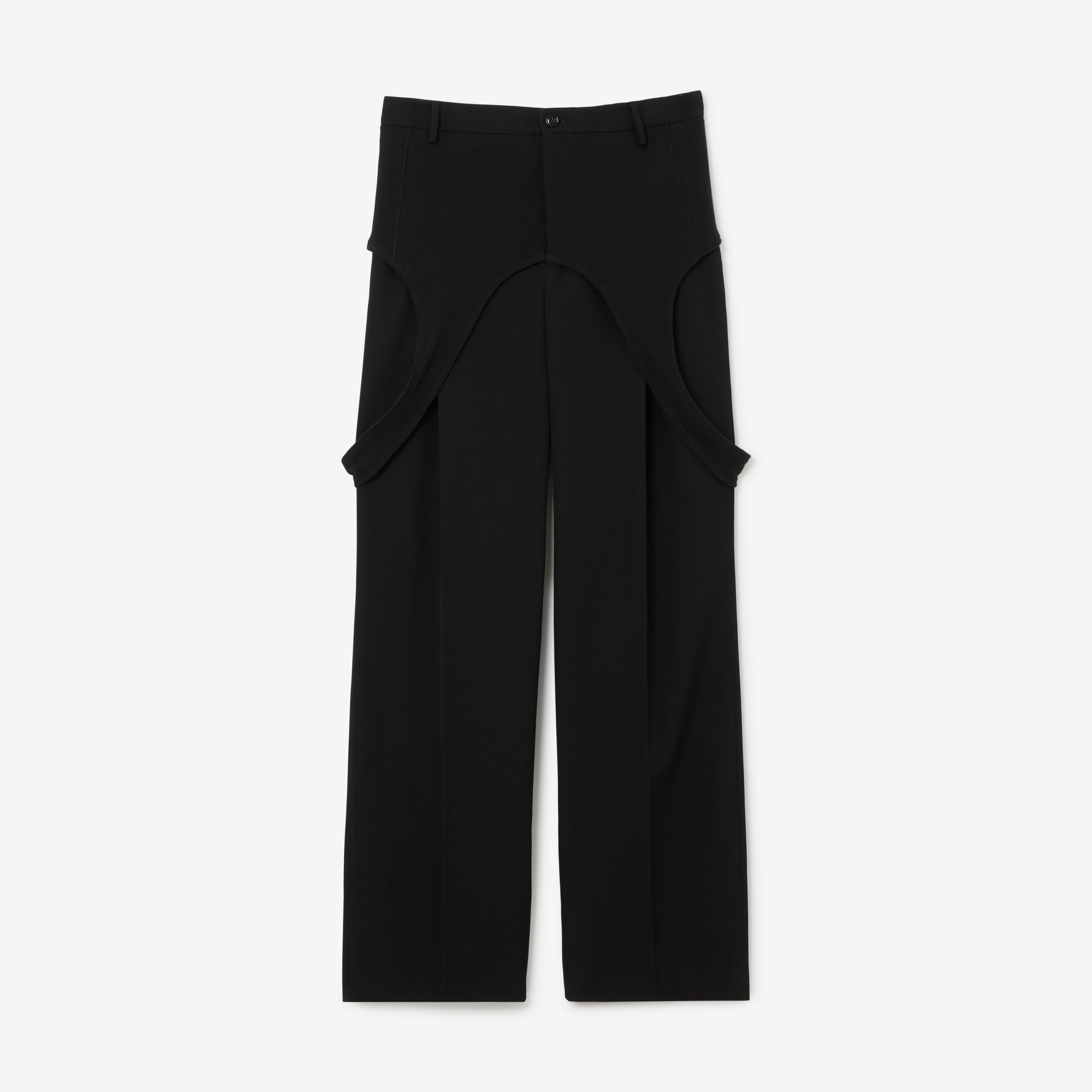 Panel Detail Wool Trousers in Black - Men | Burberry® Official - 1